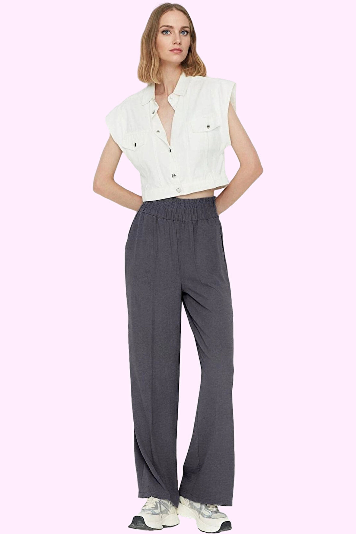 Kadın Geniş Paça Aerobin Dokuma Pantolon Rahat Kesim Günlük Kullanım Yaz Aylarının Vazgeçilmezi