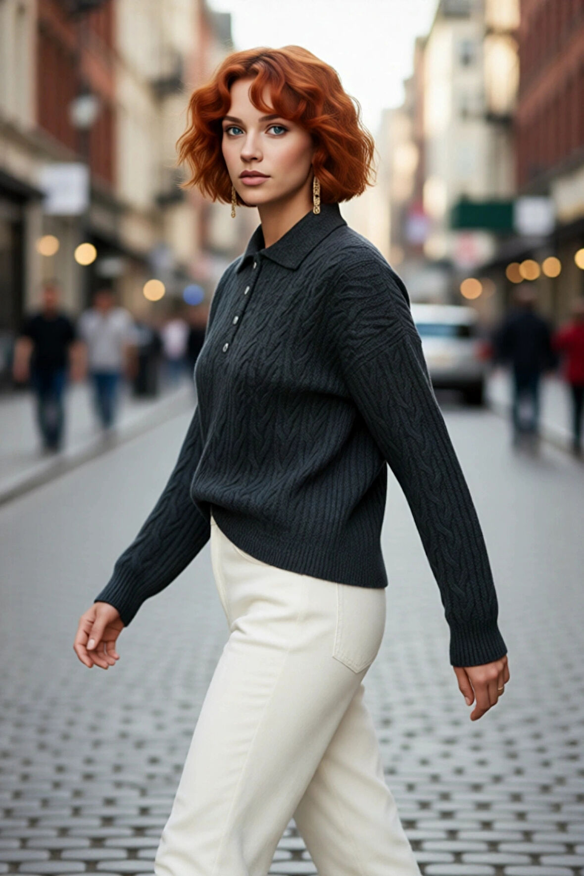 Kadın Oversize Saç Örgü Polo Yaka Triko Kazak Düşük Uzun Kollu Kışlık Rahat Basic Şıklık Kaliteli