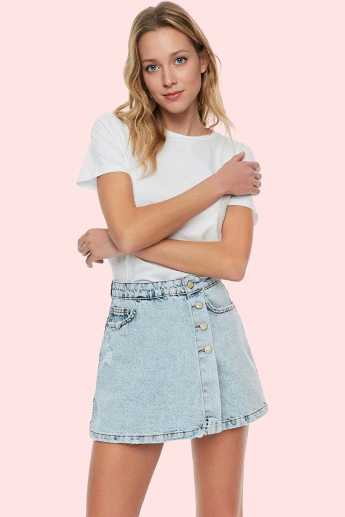 Kadın Denim Şort Etek Yüksek Bel Boru Paça Pamuklu Günlük Kombinler Yaz Aylarının Vazgeçilmezi