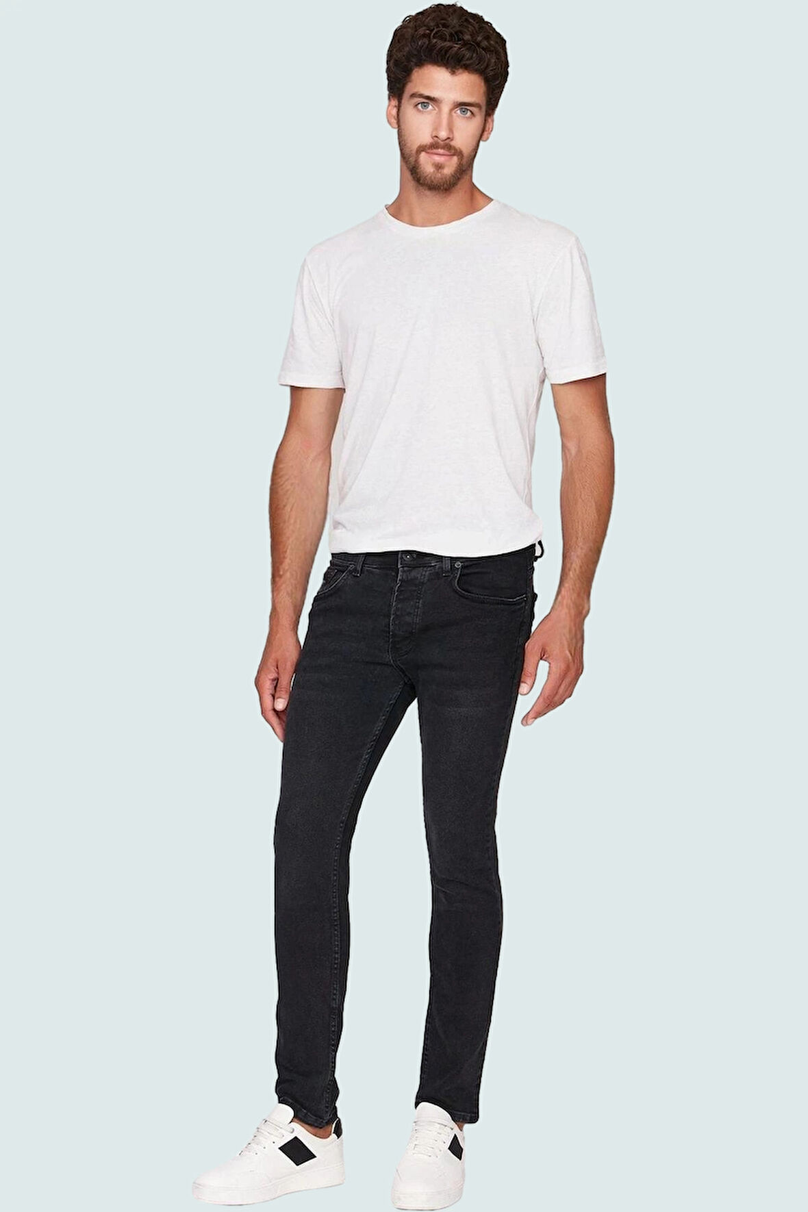 Erkek Skinny Fit Dar Kesim Kot Pantolon Pamuk Günlük Kullanım Hafta Sonu Dayanıklı Malzeme