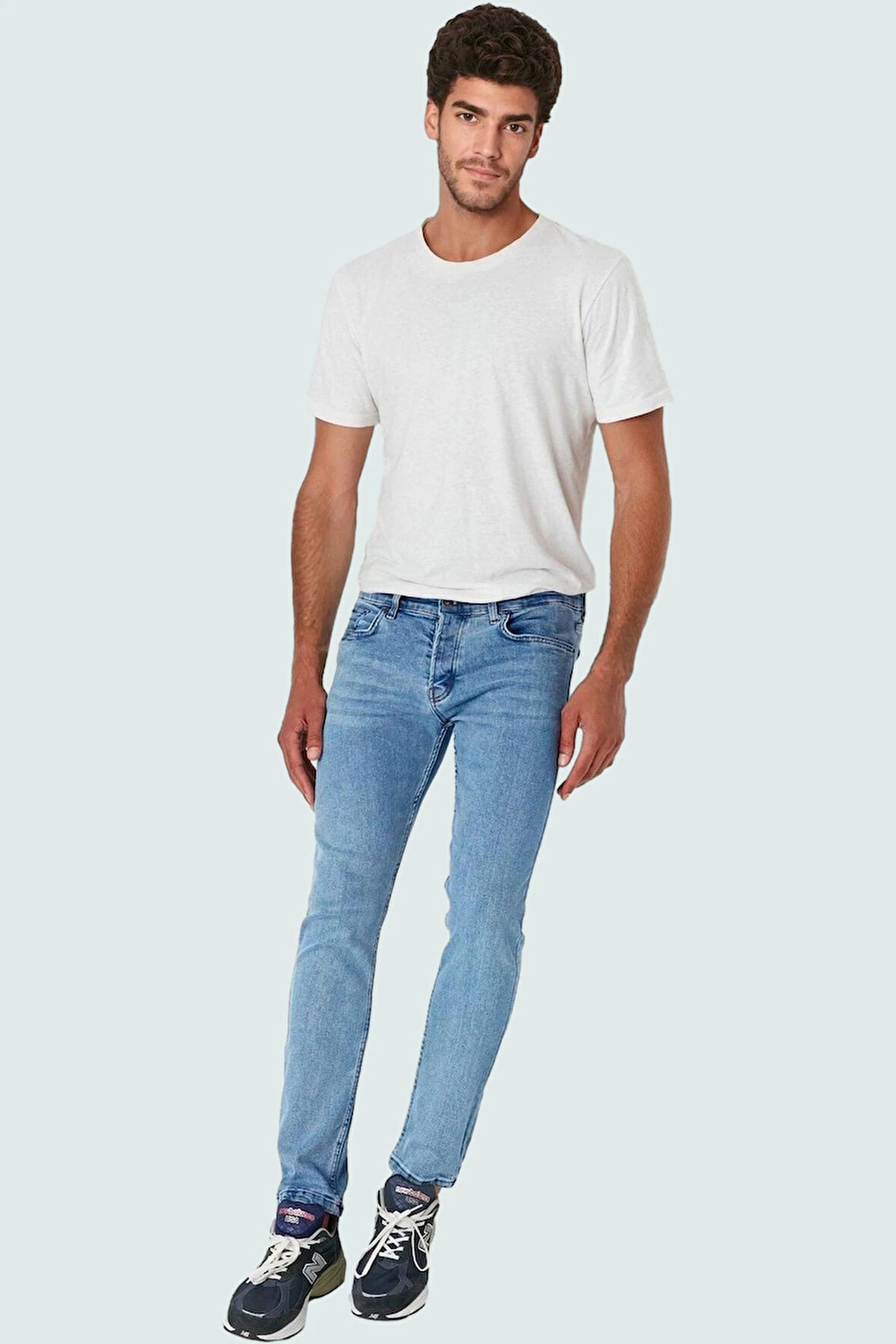 Erkek Skinny Fit Dar Kesim Kot Pantolon Pamuk Günlük Kullanım Hafta Sonu Dayanıklı Malzeme