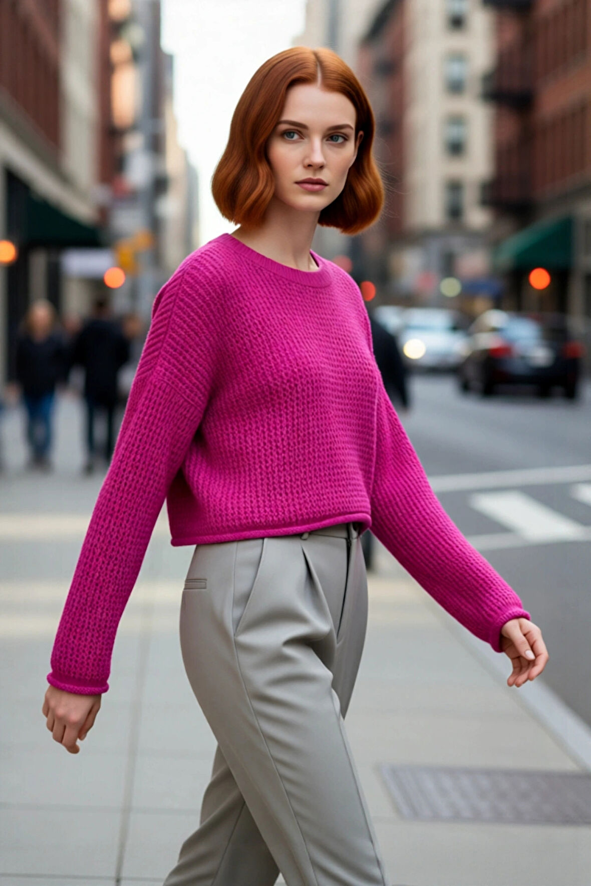 Kadın Oversize Super Crop Bisiklet Yaka Akrilik Triko Kazak Kış Günleri İçin İdeal Uzun Kollu Model