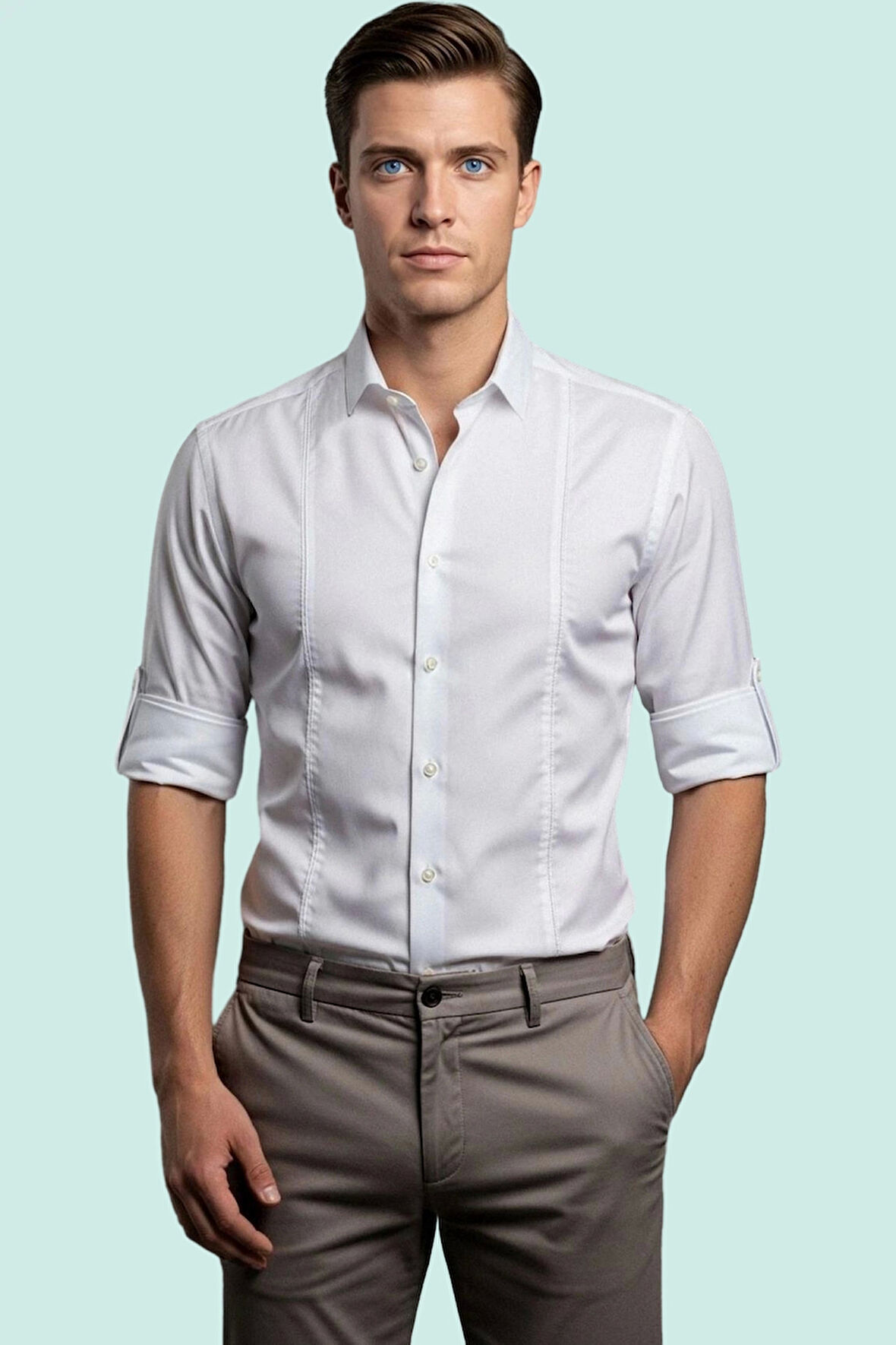 Erkek Super Slim Fit Gömlek Ottoman Dokuma Günlük Ve İş Hayatı Hafta Sonu Kaliteli Malzeme