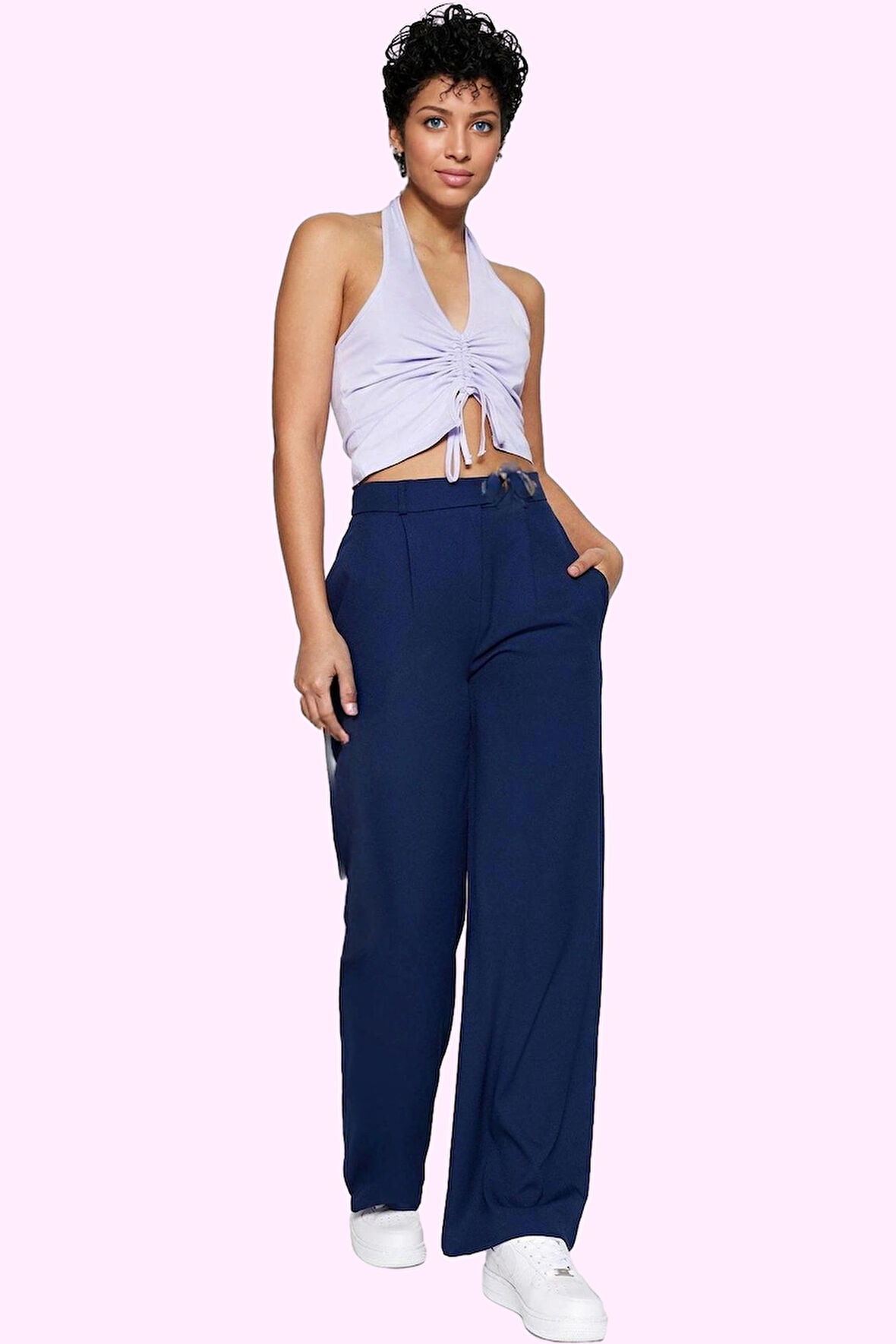 Kadın Geniş Paça Dokuma Pantolon Casual Stil Günlük Kombinler İçin Yaz Aylarının Vazgeçilmezi
