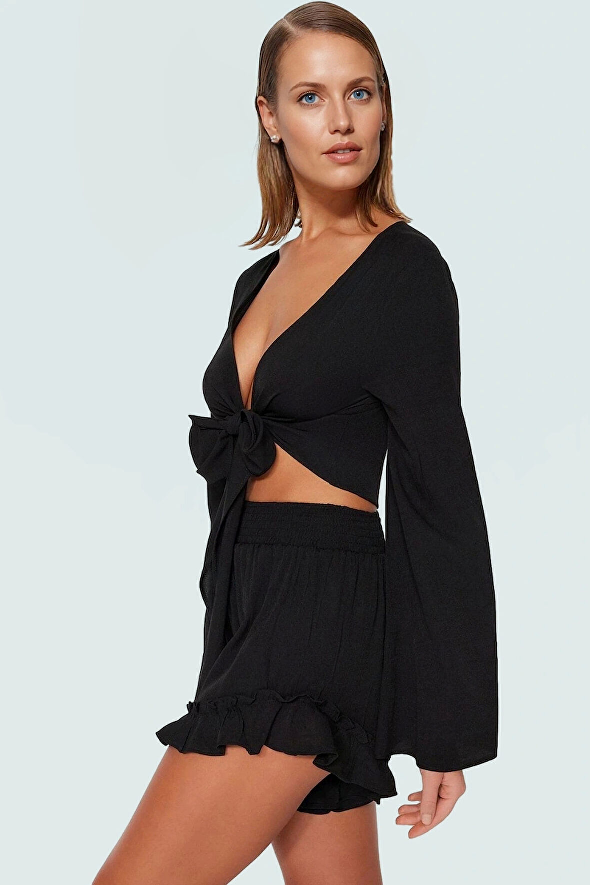 Şık Viskoz Bluz Şort Takım Yazlık Plaj Kombin Yüksek Kalite Trend Tasarım