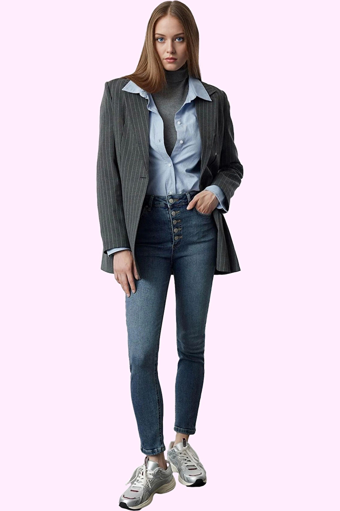 Kadın Skinny Jean Yüksek Bel Regular Boy Pamuk Günlük Şıklık Hafta Sonu Yaz Aylarının Vazgeçilmezi