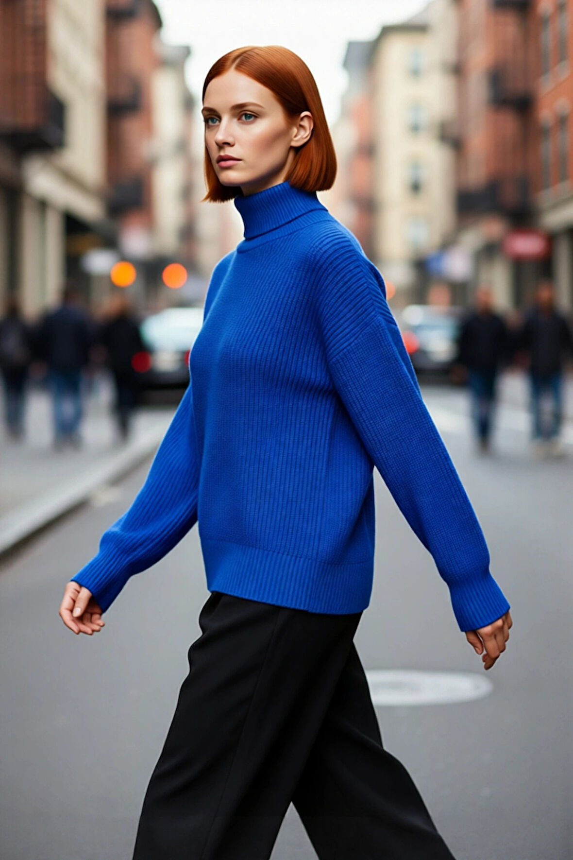 Kadın Oversize Balıkçı Yaka Düz Akrilik Triko Kazak Kış Günleri İçin İdeal Uzun Kollu Model