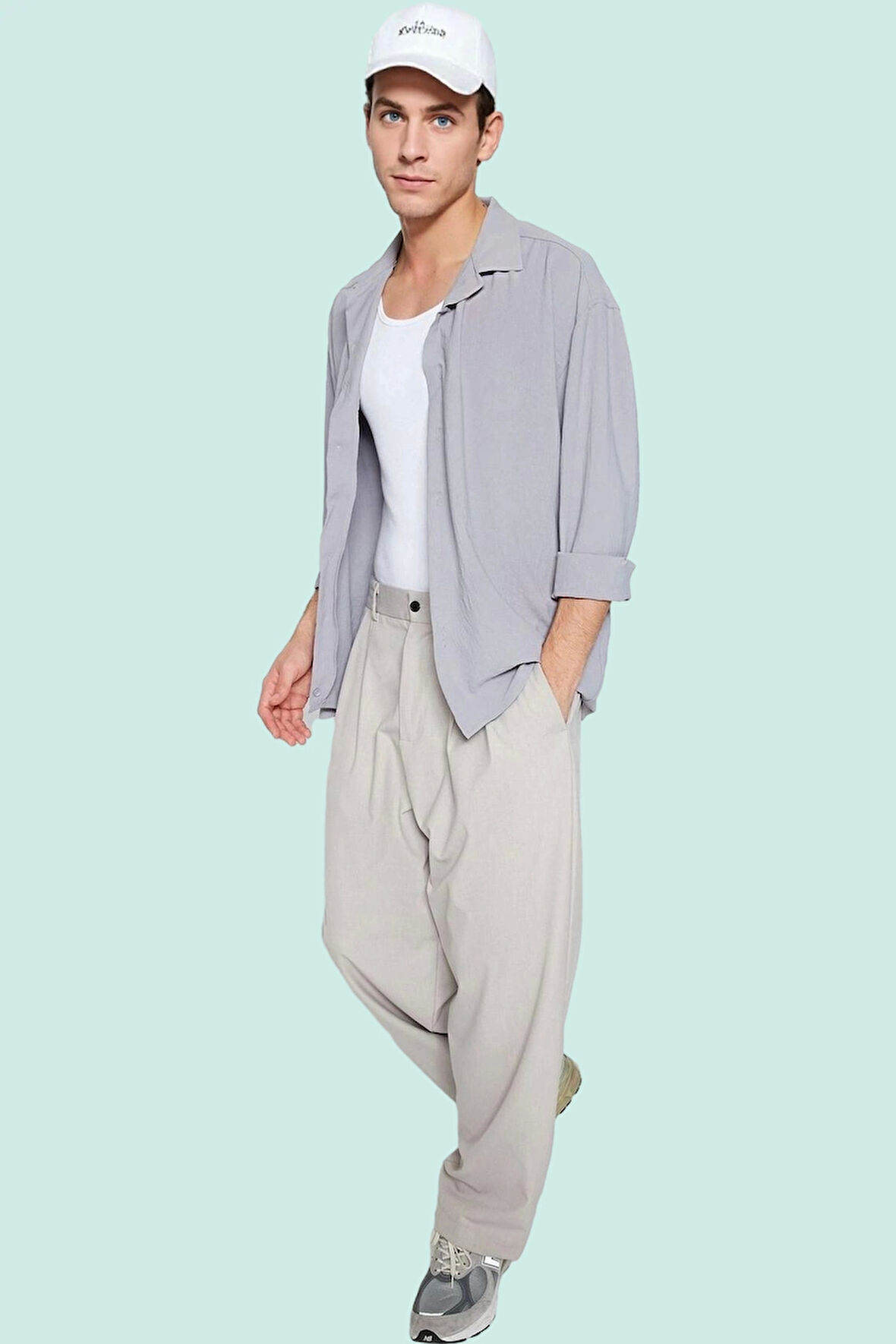 Erkek Oversize Apaş Yaka Uzun Kollu Gömlek Basic Siluet Günlük Kullanım Yaz Aylarının Vazgeçilmezi