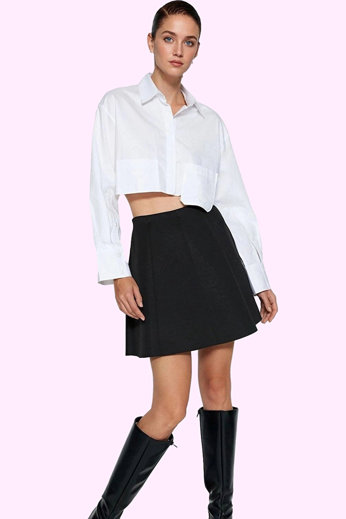 Kadın Mini Örme Etek A line Kalıp Pileli Yüksek Bel Yazlık Günlük Yaz Aylarının Vazgeçilmezi