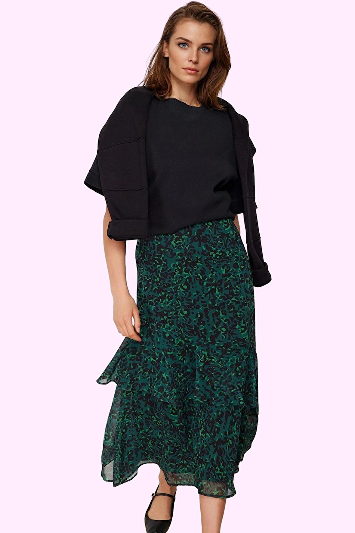 Kadın Maxi Kloş Animal Desenli Etek Astarlı Polyester Günlük Stil Yaz Aylarının Vazgeçilmezi