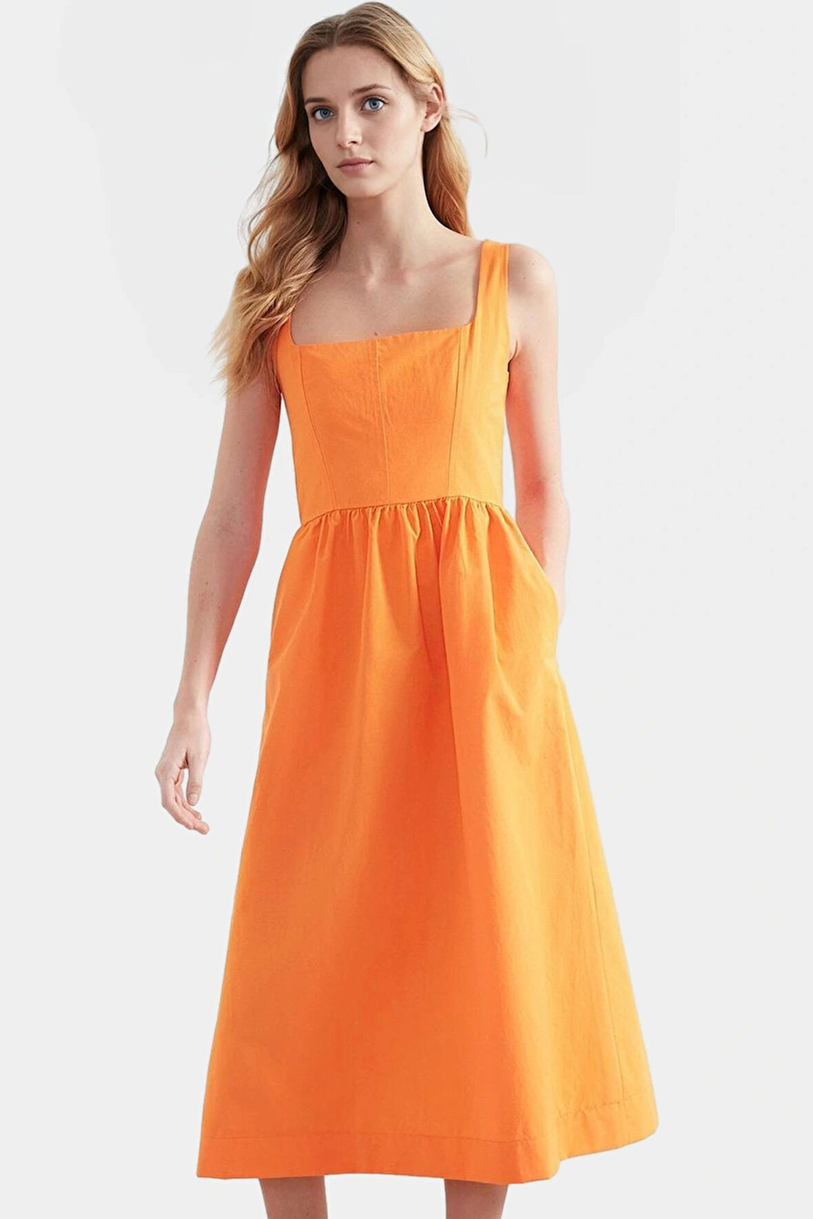 Yazlık Midi Boy Kolsuz Poplin Elbise Rahat Günlük Stil Kaliteli İşçilik Şık Görünüm