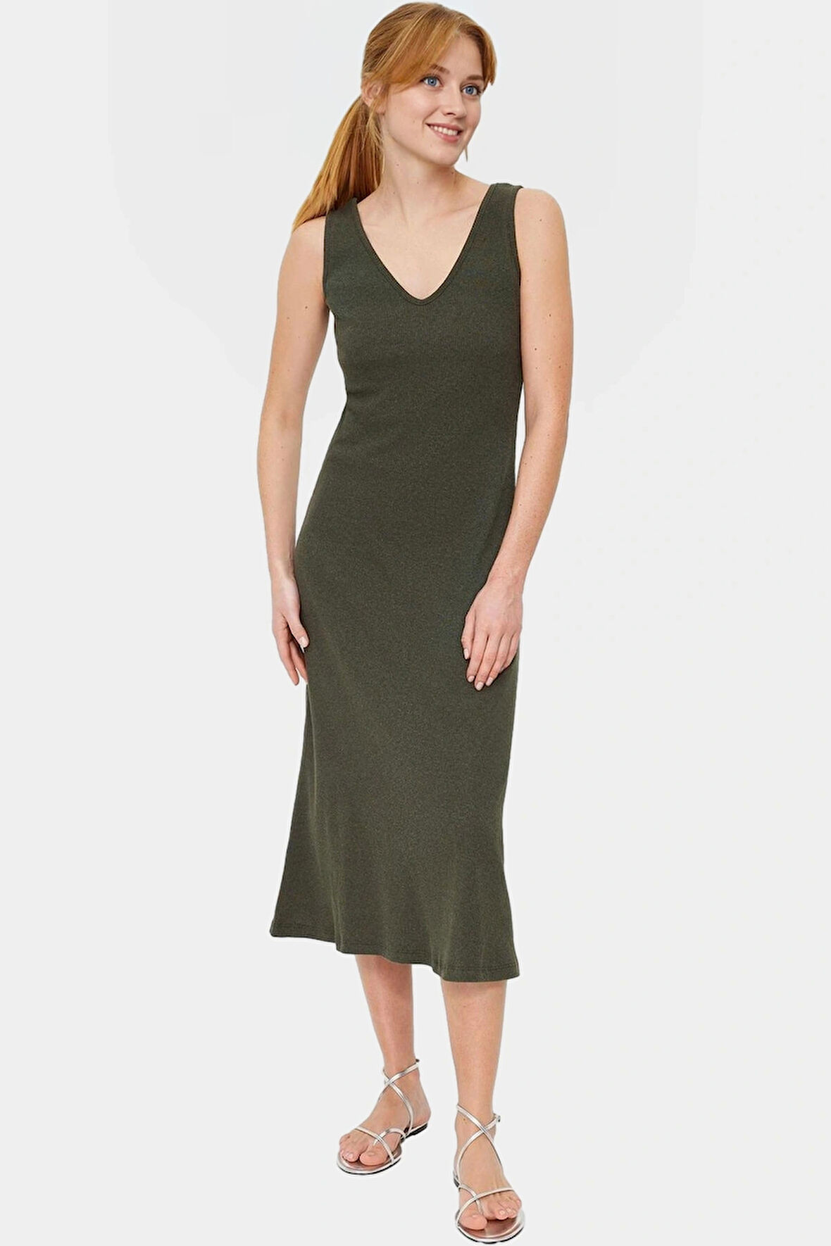 Kadın A line Midi Örme Elbise Rahat Günlük Stil Dayanıklı Malzeme Mükemmel Uyum Trend Tasarım