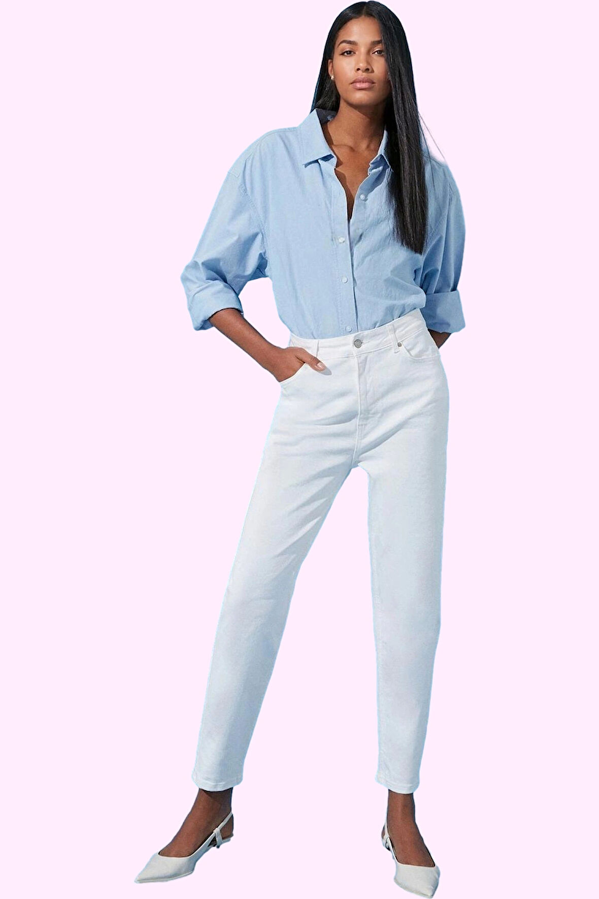 Kadın Yüksek Bel Mom Jean Denim Boru Paça Günlük Kombinler Hafta Sonu Yaz Aylarının Vazgeçilmezi