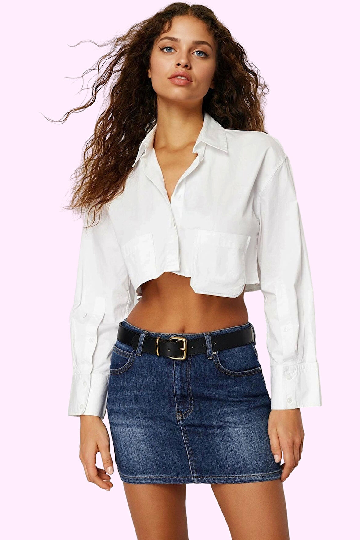 Kadın Denim Mini Etek Düşük Bel A line Kemerli Casual Günlük Hafta Sonu Yaz Aylarının Vazgeçilmezi