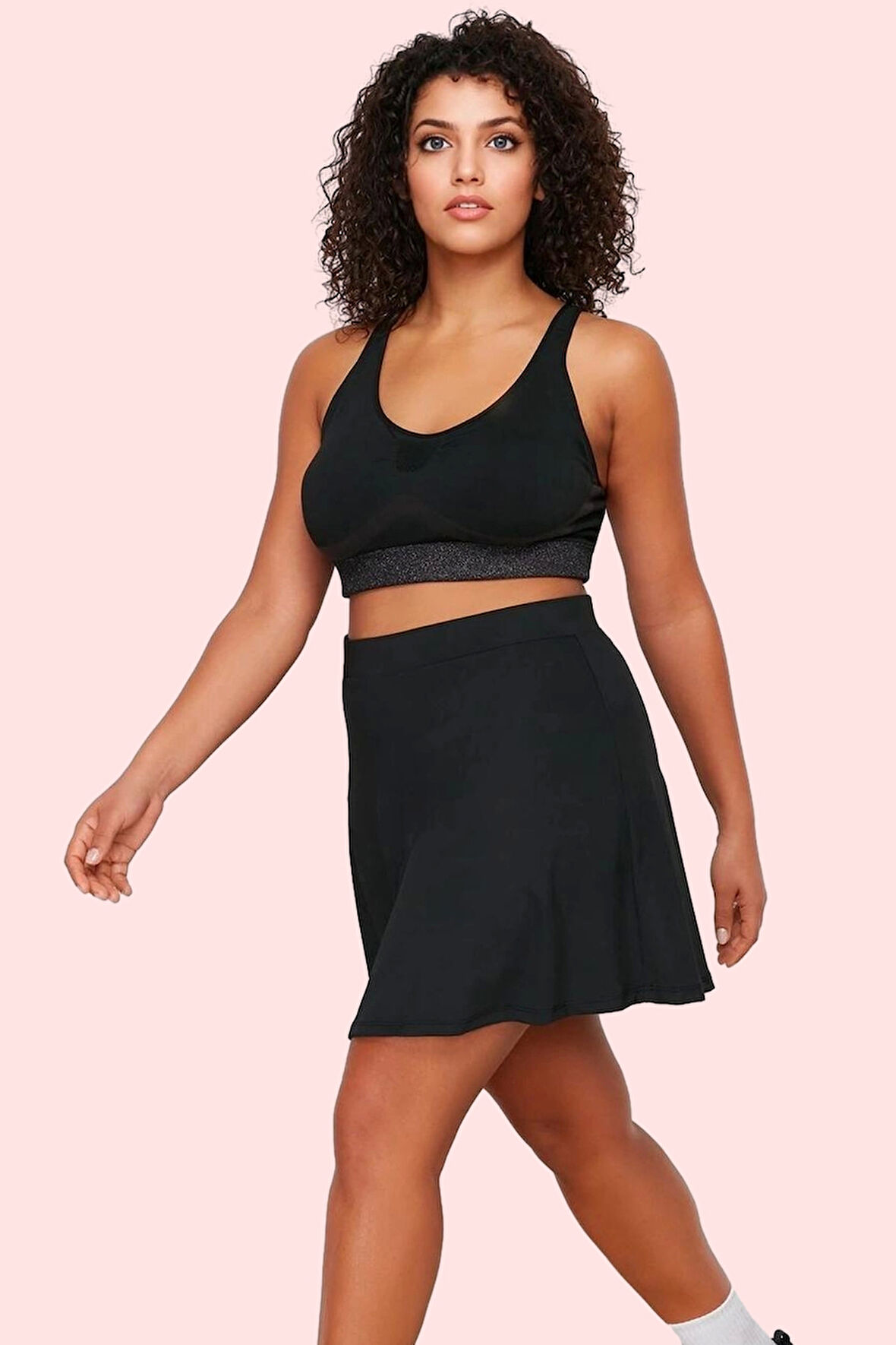 Kadın Regular Boy Düz Desenli Örme Spor Şort Etek Yüksek Bel Günlük Kullanım Modern Tasarım