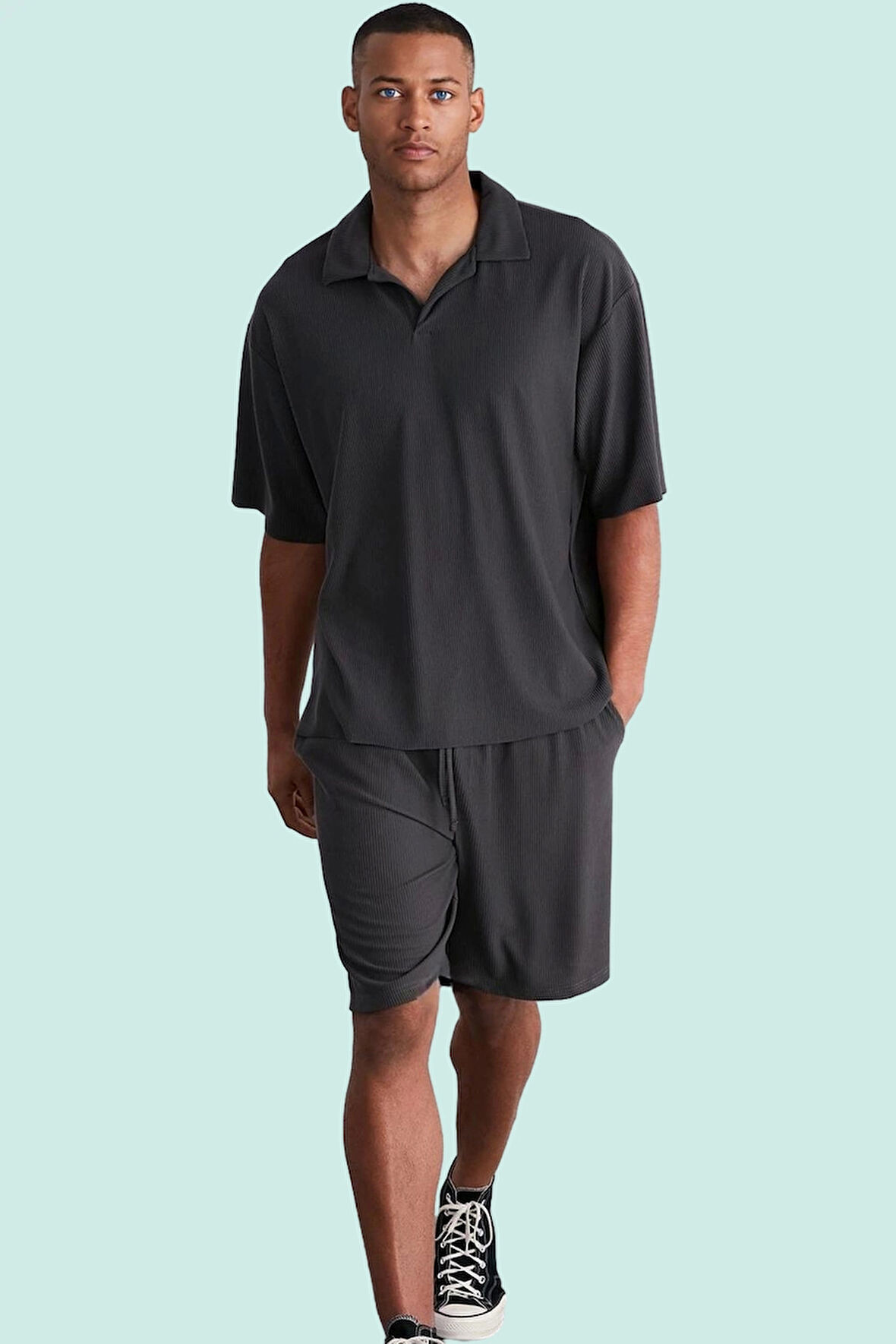 Erkek Geniş Paça Ottoman Dokuma Kısa Şort Rahat Kalıp Renk Günlük Kullanım Kaliteli Malzeme