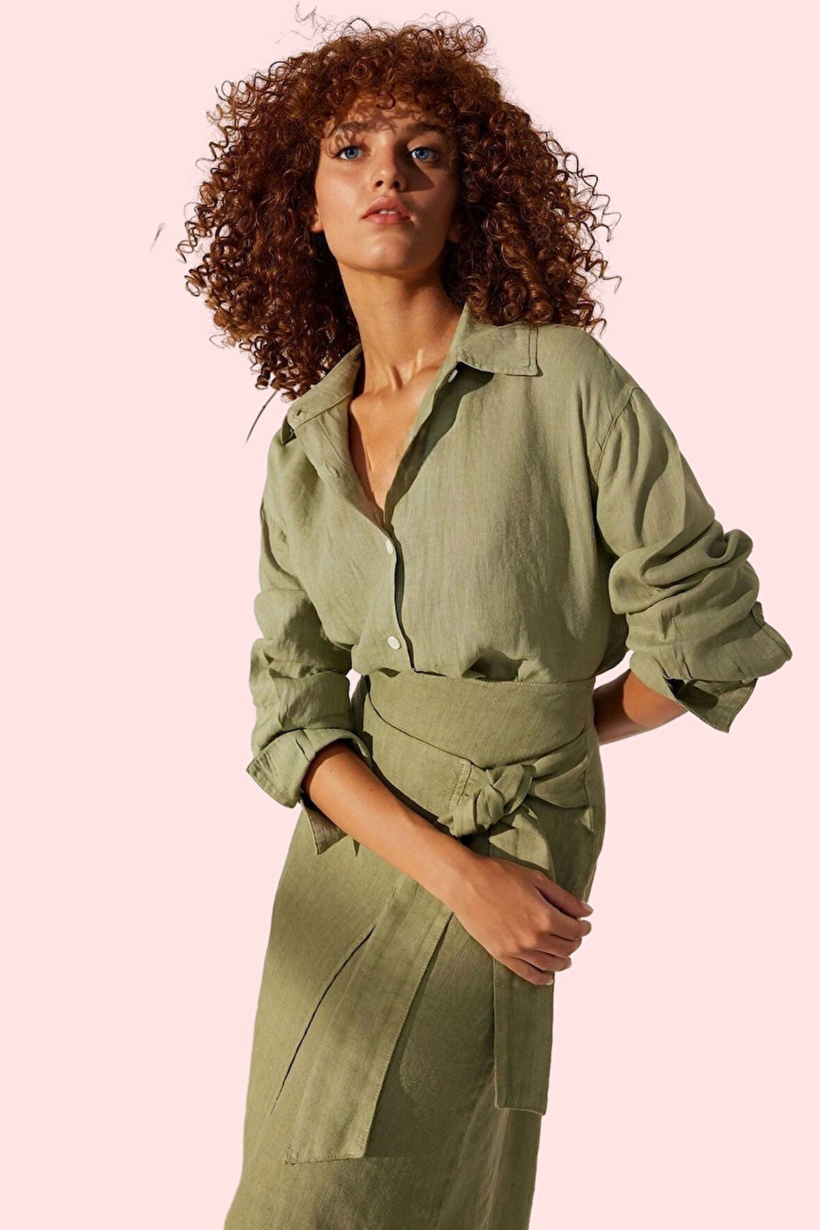 Kadın Oversize Basic Gömlek Yaka Keten Günlük Yazlık Hafta Sonu Yaz Aylarının Vazgeçilmezi