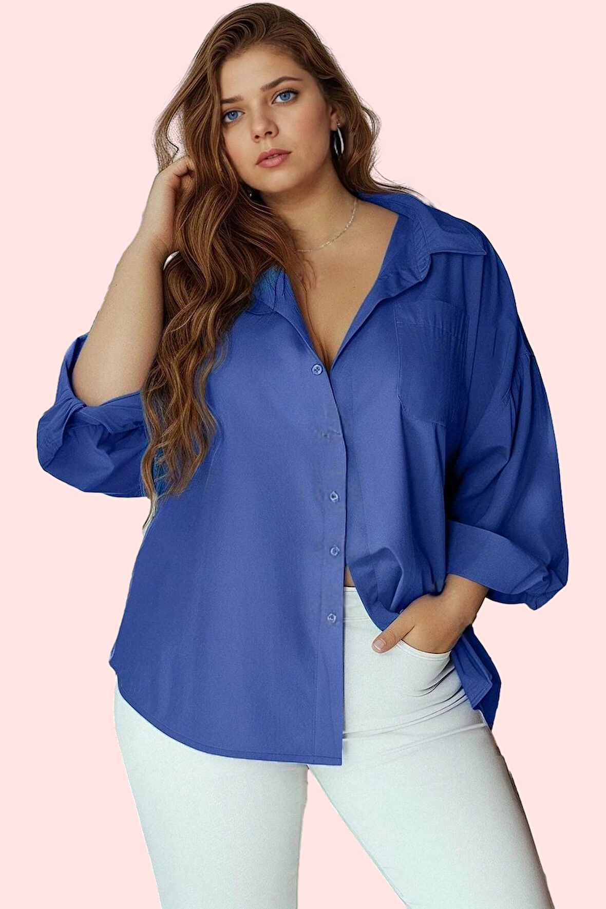 Kadın Boyfriend Gömlek Düz Desen Regular Kalıp Günlük Kullanım Hafta Sonu Kaliteli Malzeme