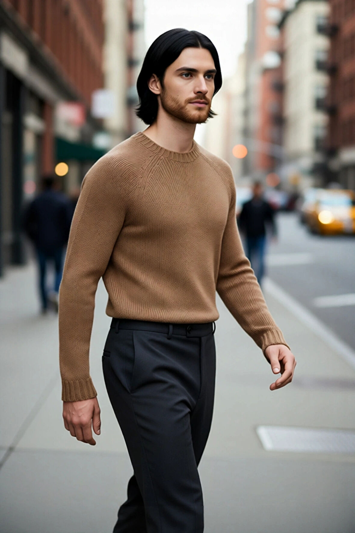 Erkek Fitted Kalıp Bisiklet Yaka Seamless Reglan Kol Basic Triko Kazak Sonbahar Kış Şıklığı