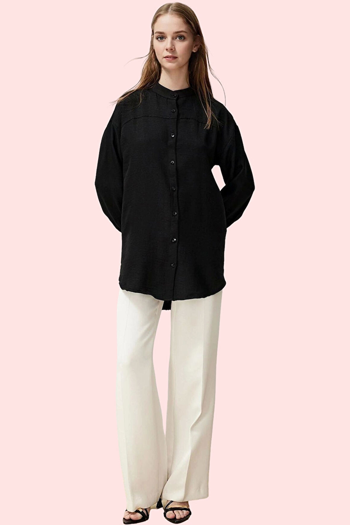 Kadın Oversize Keten Aerobin Dokuma Gömlek Ramadan Koleksiyonu Günlük Stil Kaliteli Malzeme