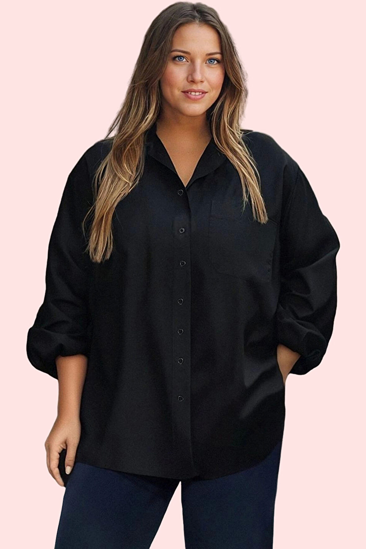 Kadın Boyfriend Gömlek Düz Desen Regular Kalıp Günlük Kullanım Hafta Sonu Kaliteli Malzeme