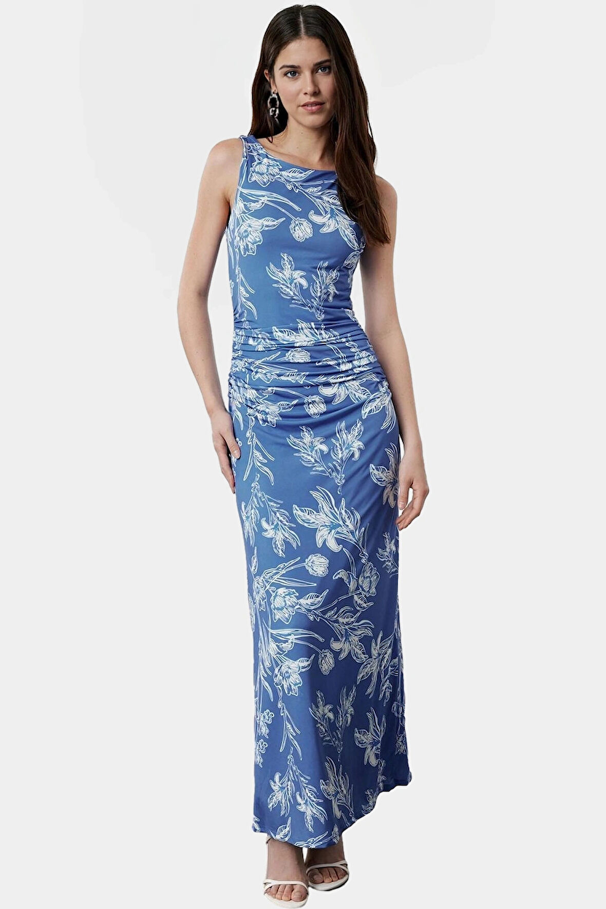 Yazlık Çiçekli Bodycon Elbise Maxi Uzunluk Örme Kumaş Premium Kalite Profesyonel Görünüm Uzun Ömürlü