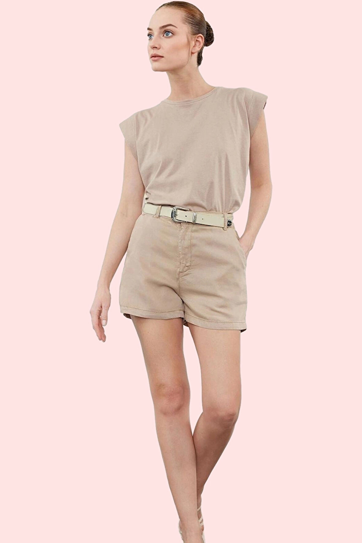 Kadın City Short Denim Şort Nervürlü Düz Kemersiz Yaz Aylarının Vazgeçilmezi Günlük Kullanım