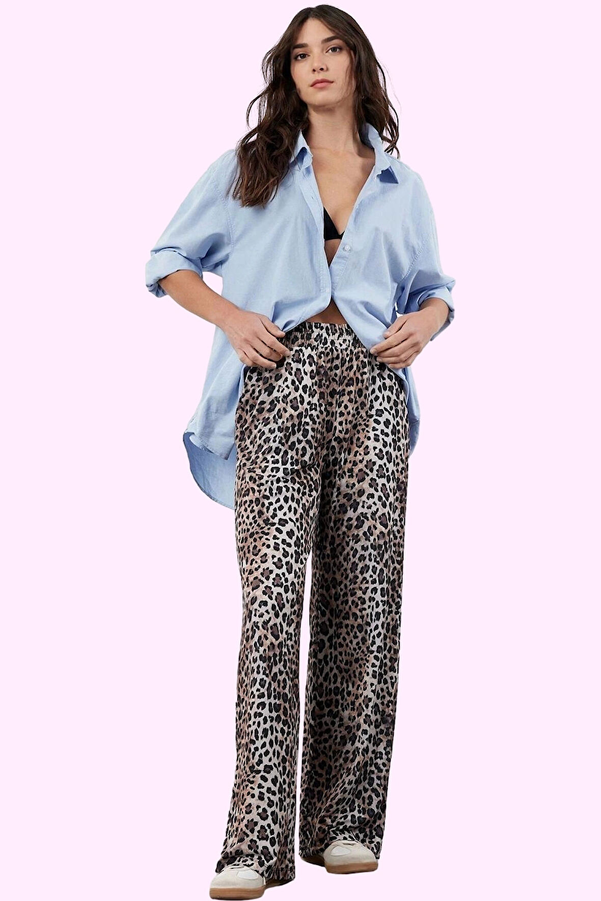 Kadın Geniş Paça Rahat Kesim Yüksek Bel Pantolon Yaz Aylarının Vazgeçilmezi Günlük Kullanım