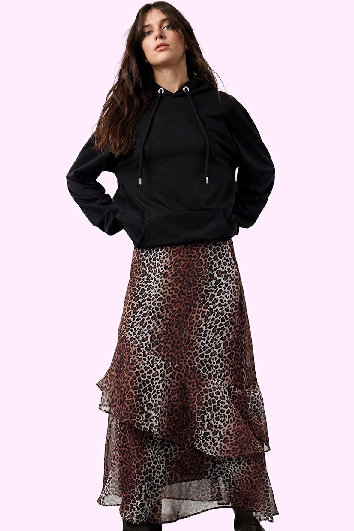 Kadın Maxi Kloş Animal Desenli Etek Astarlı Polyester Günlük Stil Yaz Aylarının Vazgeçilmezi