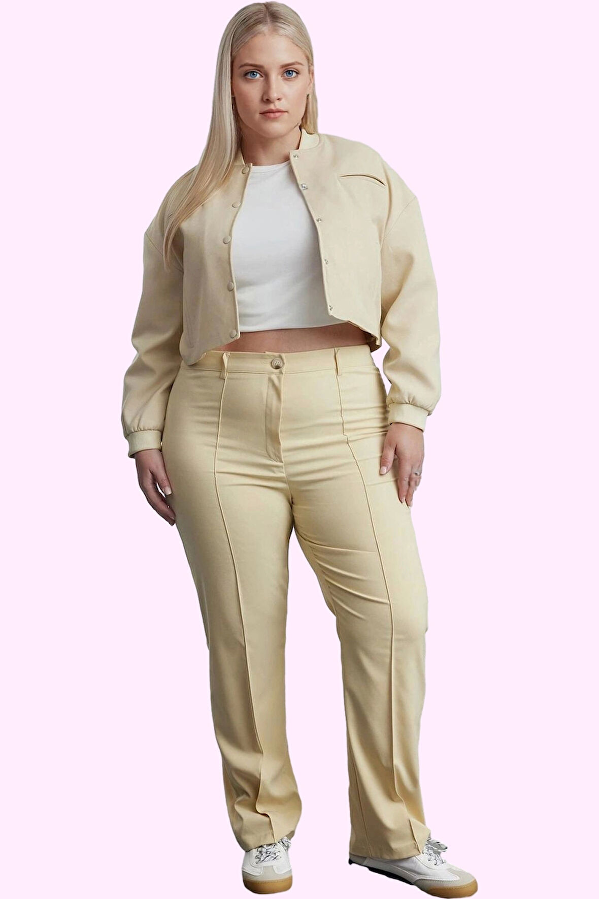 Kadın Yüksek Bel Geniş Paça Dokuma Pantolon Casual Günlük Hafta Sonu Yaz Aylarının Vazgeçilmezi