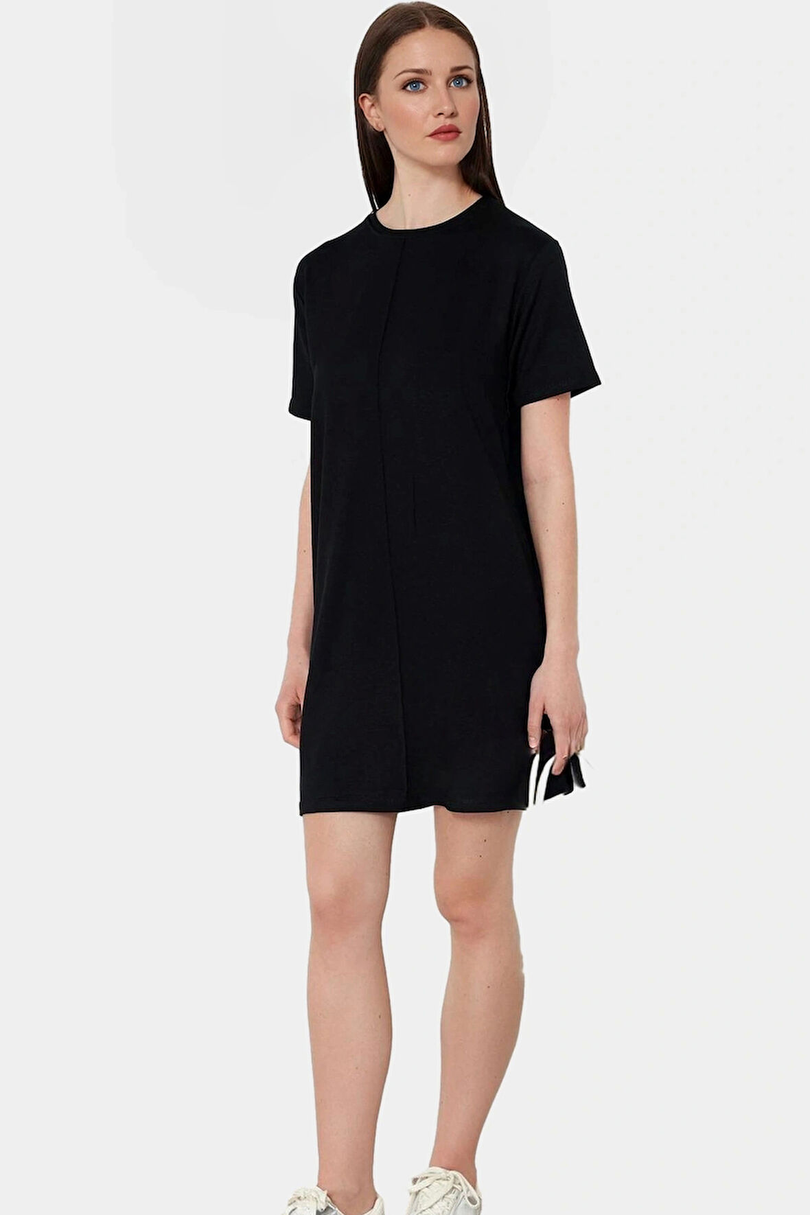 Kadın Bisiklet Yaka Kısa Kollu Örme Mini Elbise Rahat Yazlık Günlük Dayanıklı Malzeme