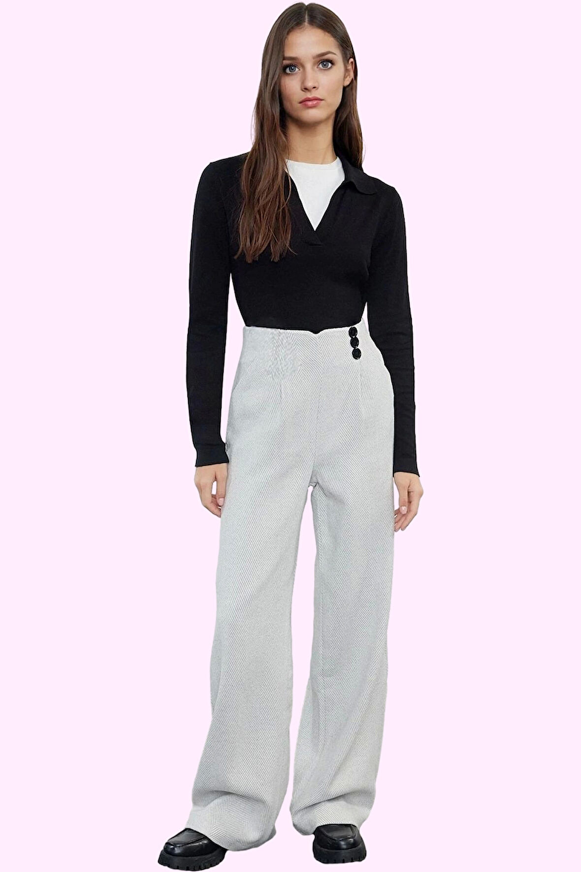 Kadın Palazzo Pantolon Desenli Wide Leg Boru Paça Günlük Stil Hafta Sonu Dayanıklı Malzeme
