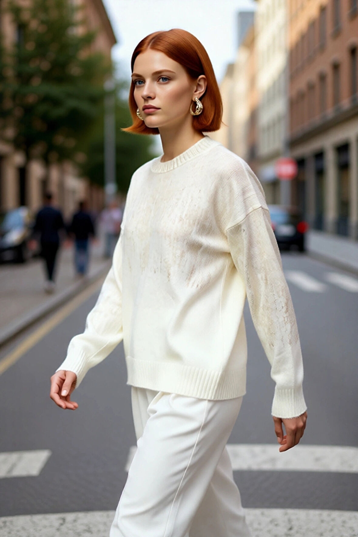 Kadın Oversize Basic Bisiklet Yaka Uzun Kollu Gri Triko Kazak Metalik Dokusuyla Şıklığı Yakala