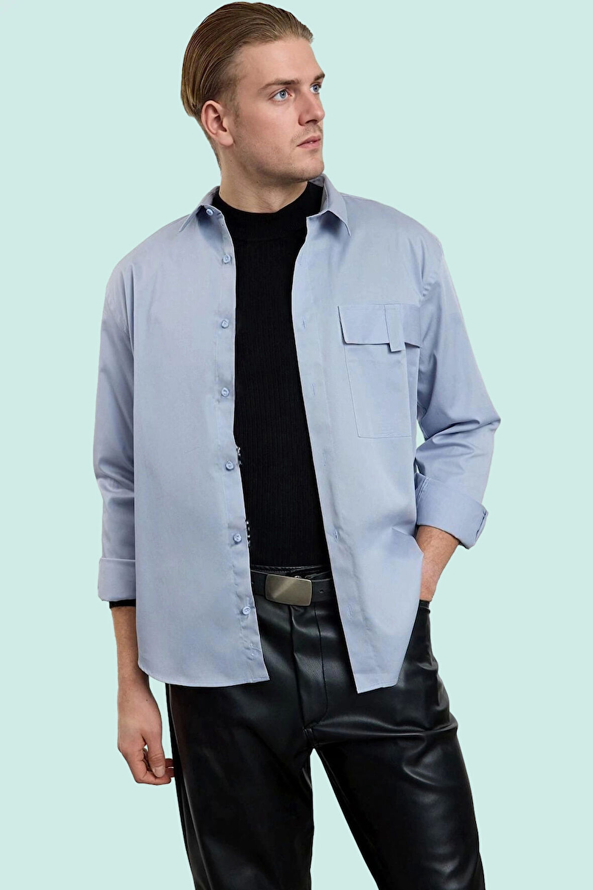 Erkek Oversize Fit Cep Detaylı Pamuk Gömlek Günlük Stil Hafta Sonu Yaz Aylarının Vazgeçilmezi