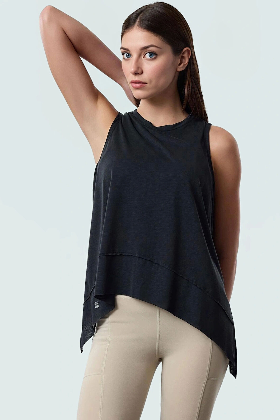 Kadın Spor Yoga Üstü Micro Örme Polyester Bluz Zarifane Tasarım Trend Şık Görünüm