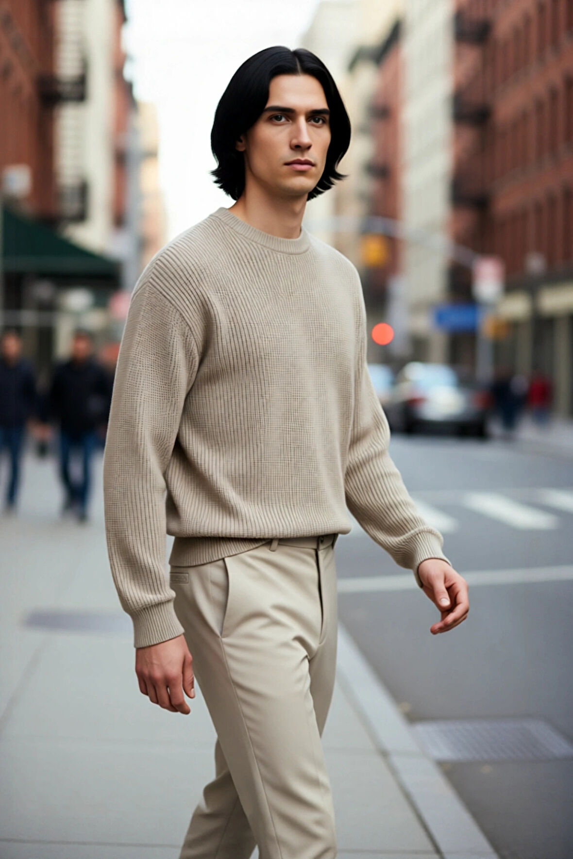 Erkek Oversize Kalıp Bisiklet Yaka Basic Selanik Dokulu Kalın Triko Kazak Kışlık Günlük Giyim İçin