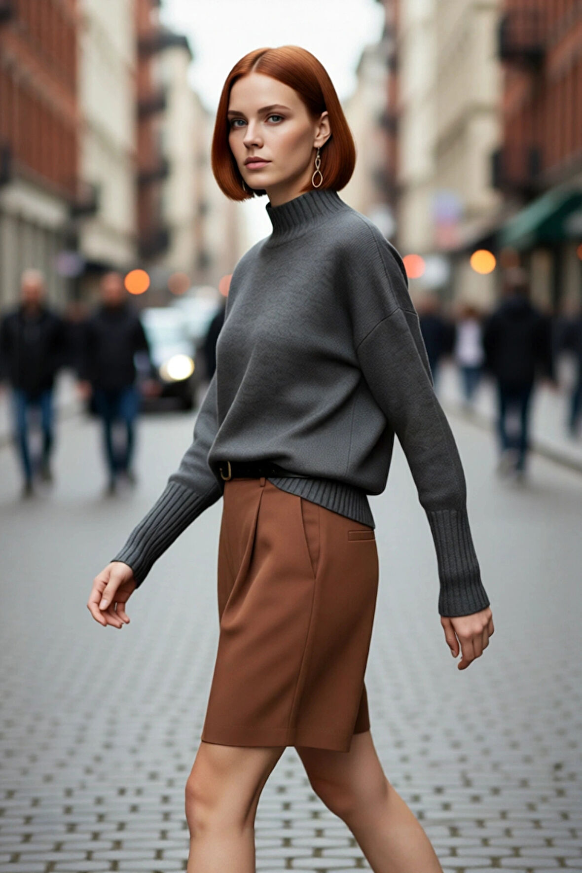 Kadın Oversize Kesim Dik Yaka Reglan Kol Düz Gri Triko Kazak Kışlık Günlük Giyim İçin İdeal Seçim