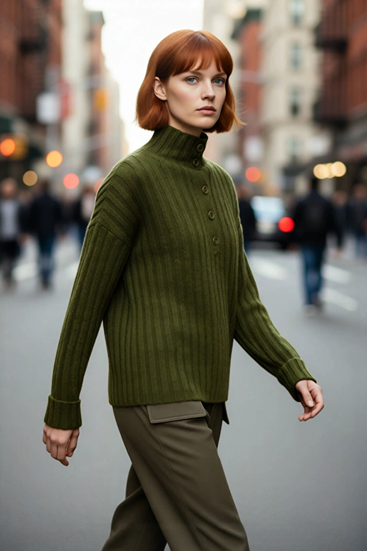 Kadın Oversize Kesim Düşük Kol Dik Yaka Fitilli Triko Kazak Kışlık Rahat ve Şık Günlük Kombinler