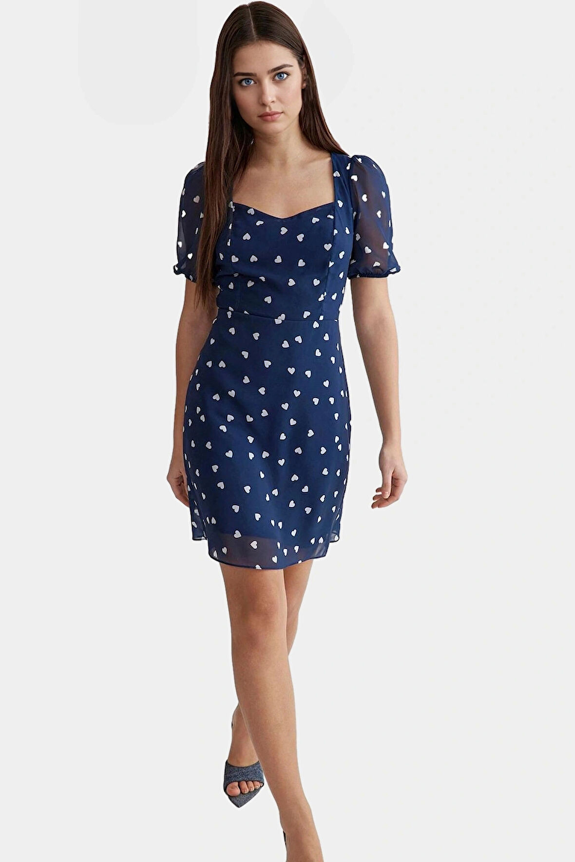 Şifon Mini Elbise Çiçek Desenli A Line Yazlık Kısa Kollu Yüksek Kalite Rahat Ve Şık Modern Stil