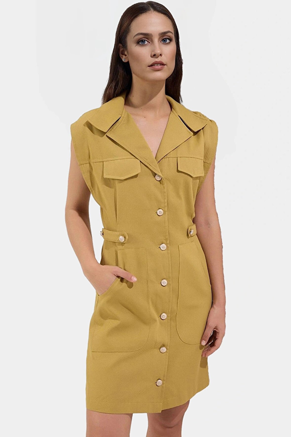 Gabardin Mini Elbise Kisa Kol Ay Pamuk Yazlık Günlük Özel Tasarım