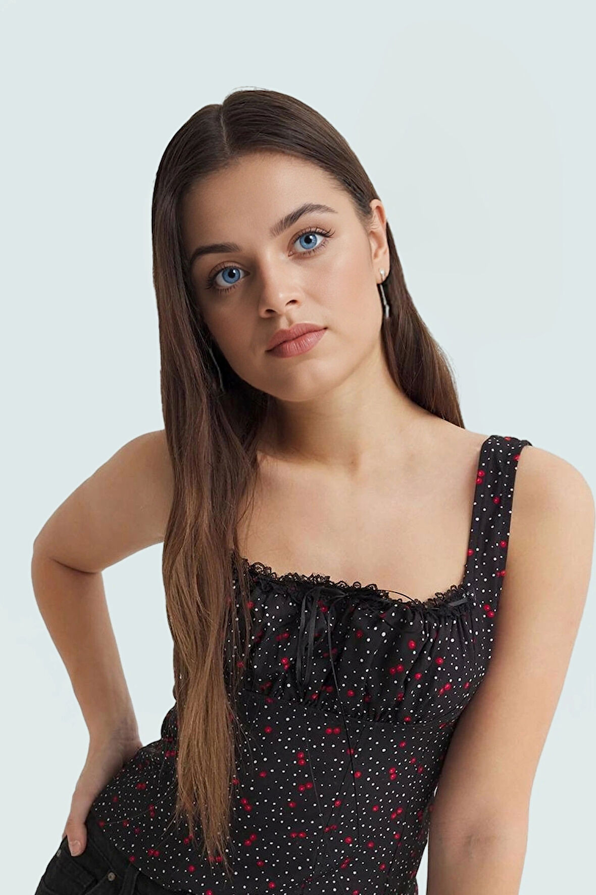 Yazlık Desenli Fitted Crop Bluz Viskoz Dokuma Özenle Seçilmiş Uzun Ömürlü Özel Tasarım