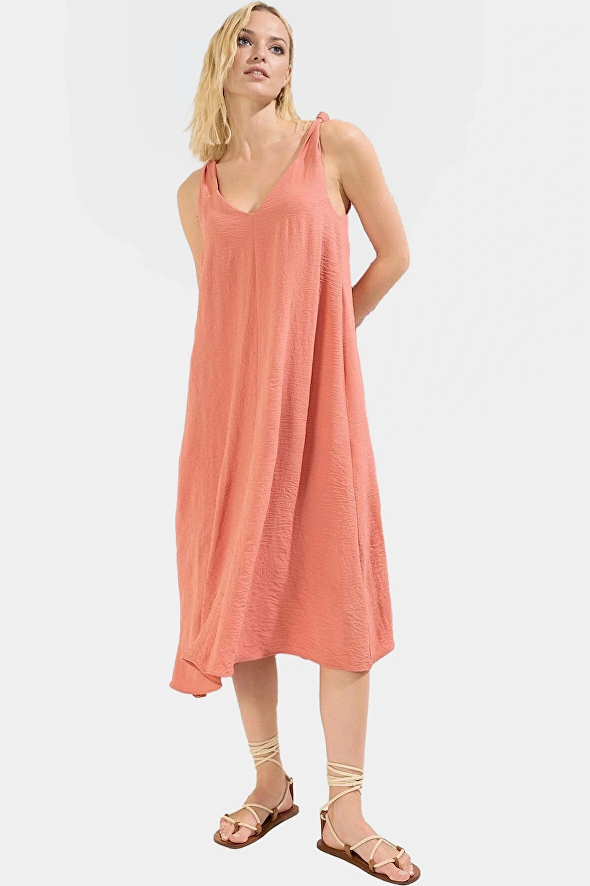 Şık Midi Boy Aerobin Dokuma Elbise Rahat Kalıp Günlük Kullanım Özenle Seçilmiş