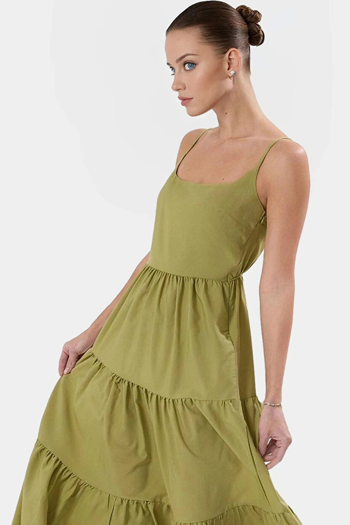 Maxi Dokuma Elbise Pamuklu Yazlık Günlük Skater Konforlu Kesim Seçkin Malzeme Zarifane Tasarım