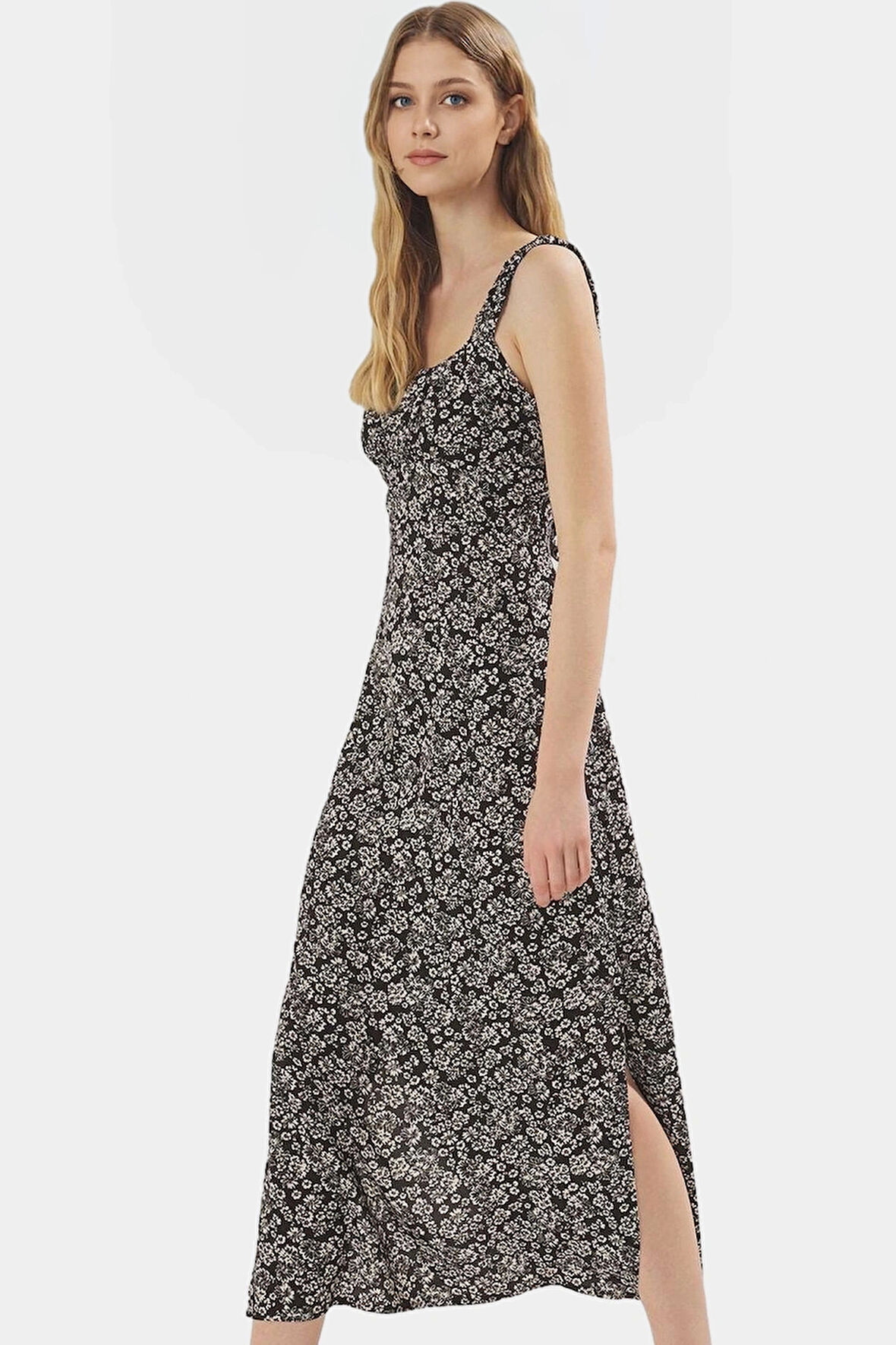 Yazlık Çiçekli A line Maxi Elbise Viskoz Kumaştan Rahat Günlük Stil Özel Tasarım