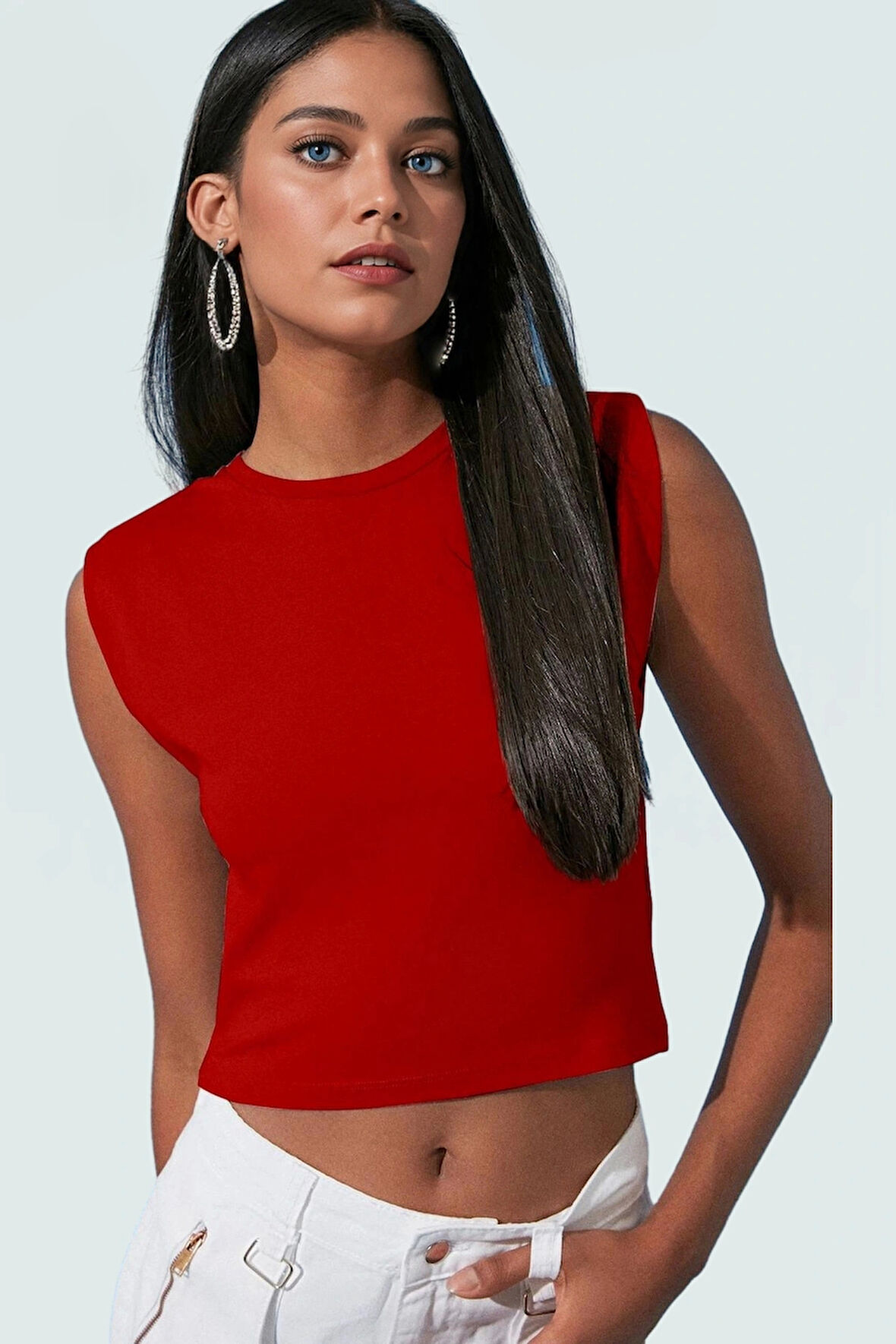 Kadın Bisiklet Yaka Crop Örme Bluz Rahat Yazlık Tasarım Premium Kalite Zarifane