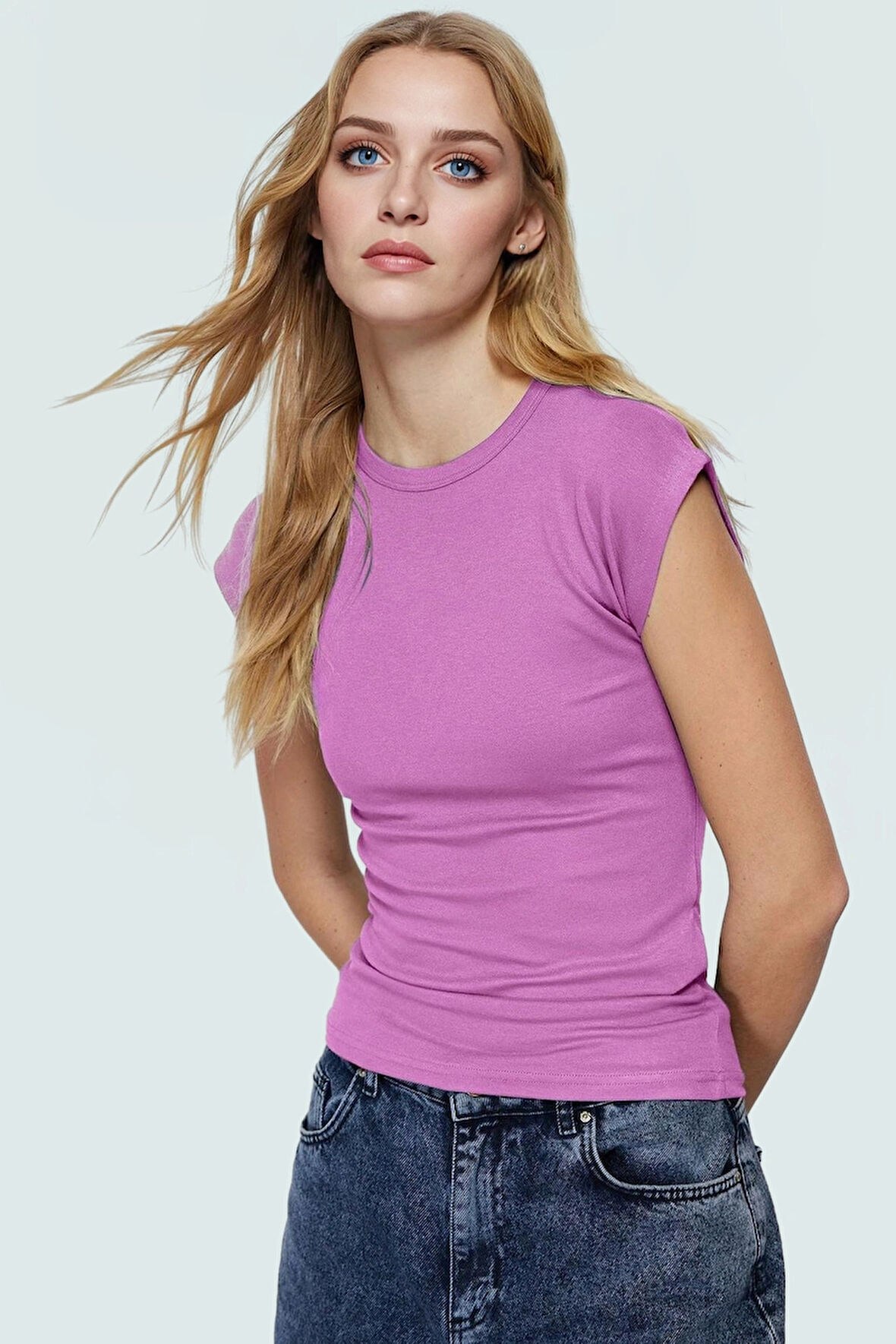 Kadın Viskoz Ribana Fitted Bluz Günlük Yazlık Rahat Kesim Özel Tasarım Seçkin Malzeme