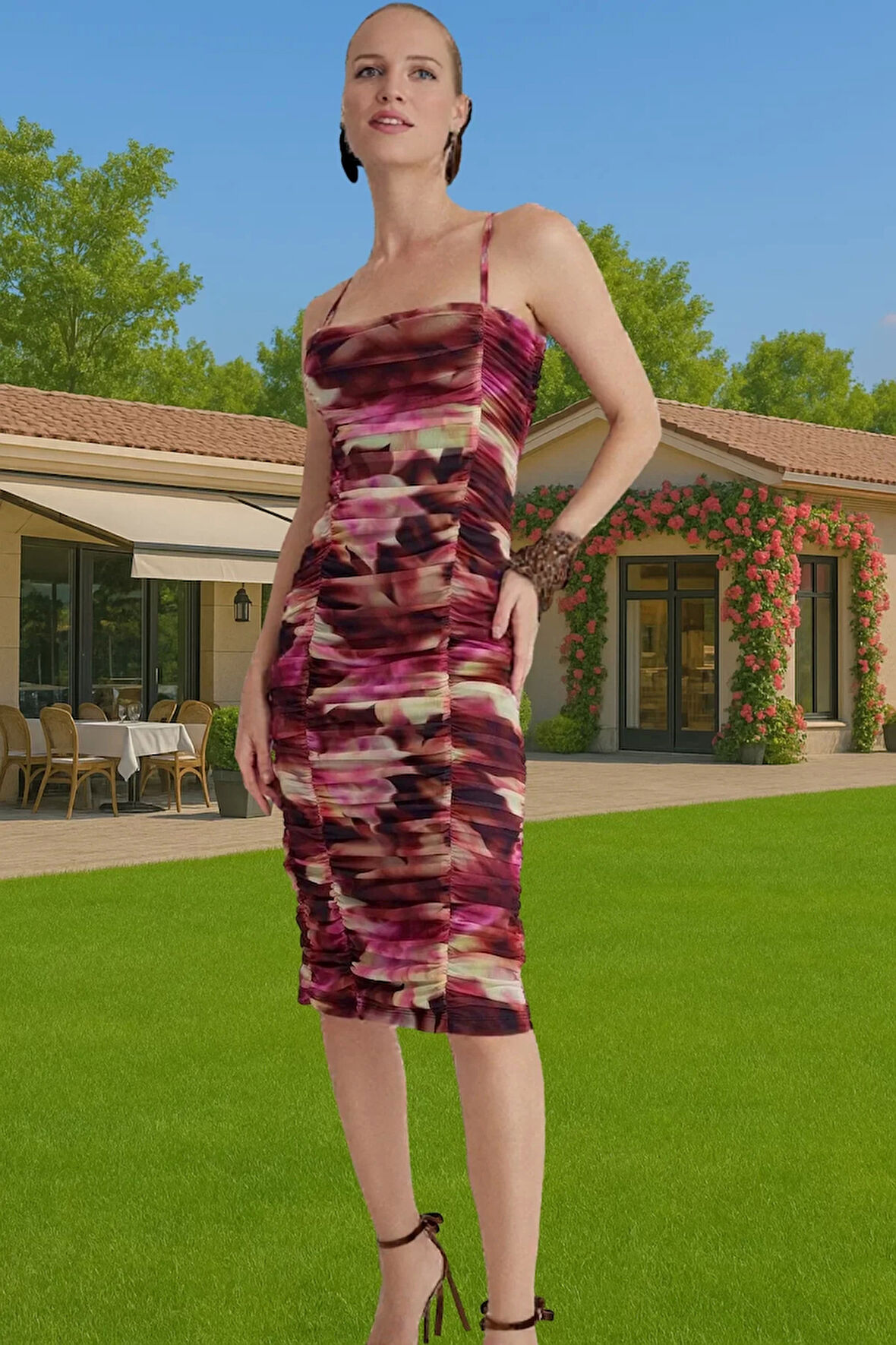 Straplez Büzgülü Abiye Elbise Örme Tül Yazlık Premium Kalite Dayanıklı Malzeme Zarifane Tasarım