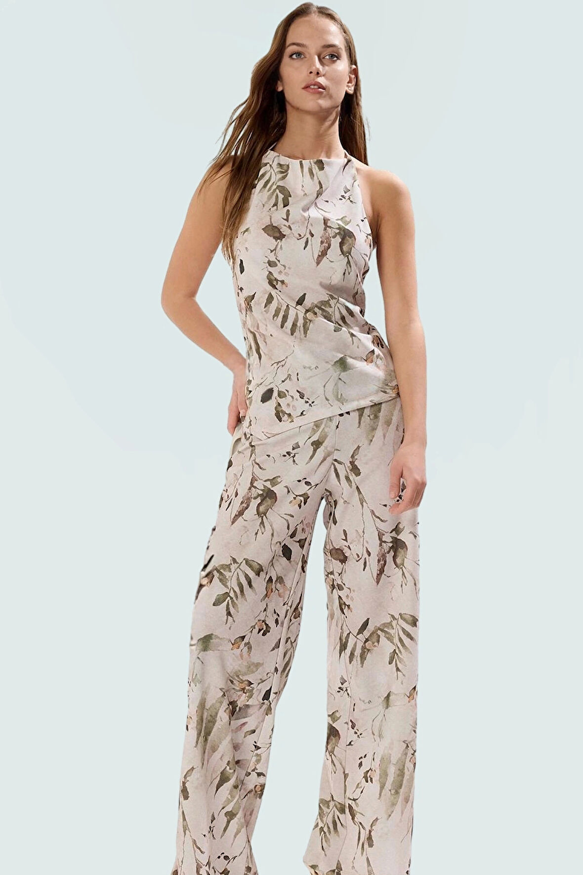 Şık Kadın Kolsuz Örme Etek Üst Takım Geniş Paça Polyester Günlük Kombin Özenle Seçilmiş