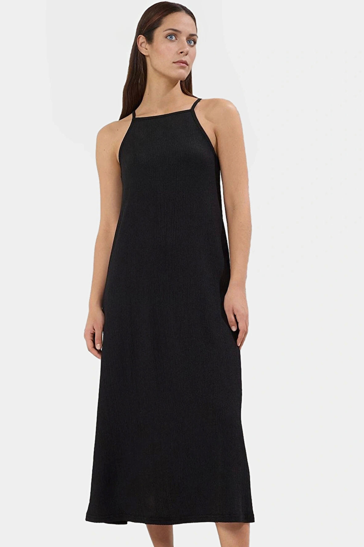 Şık Midi Halter Yaka Örme Elbise Günlük ve Özel Günler İçin Rahat Modern Stil