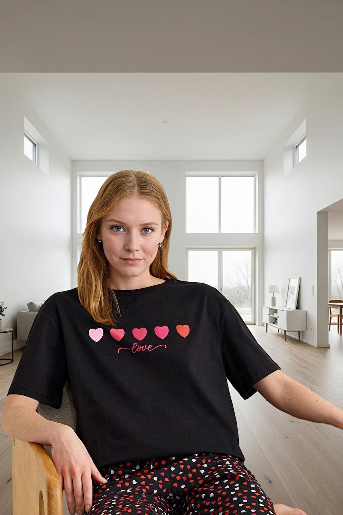 Kadın Pamuklu Kısa Kollu Bisiklet Yaka Pijama Takımı Uzun Ömürlü Premium Kalite Seçkin Malzeme